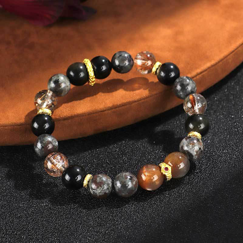 Buddha Stones Sonnenstein Lavastein Positives Armband