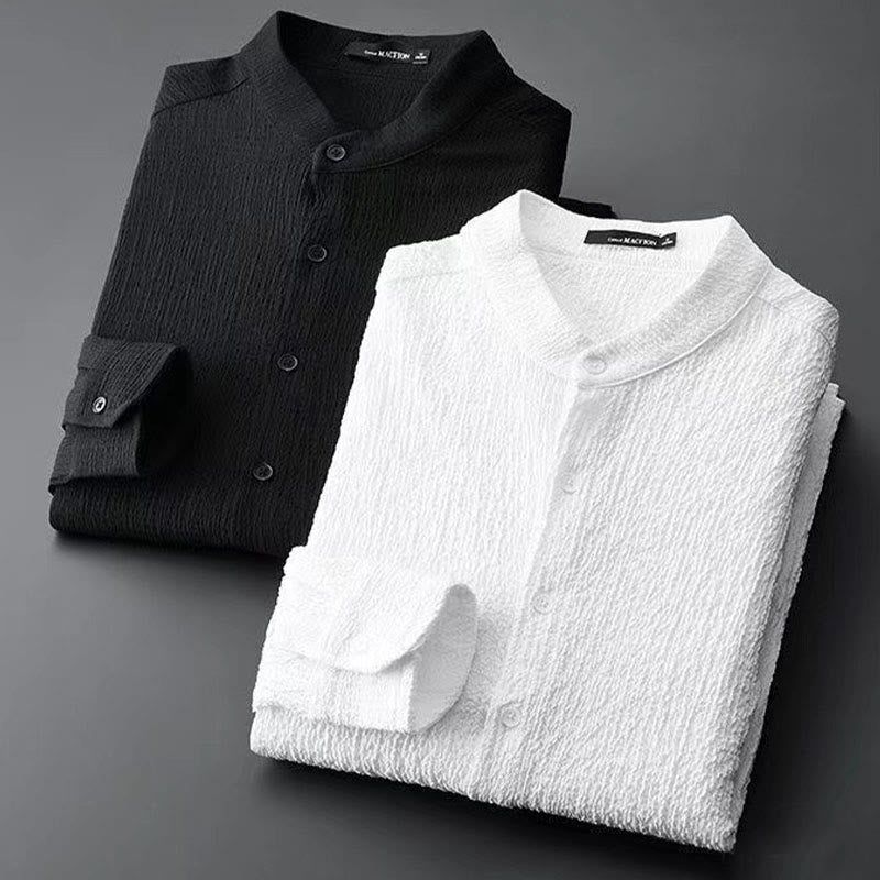 Buddha Stones Pure Color Langarmshirt Hosen Kleidung Herren Set - image 1