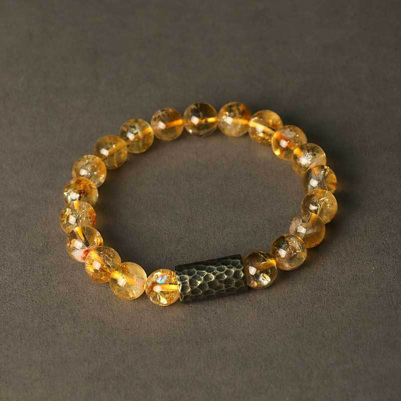 Buddha Stones, Citrin, Sandelholz, Bodhi-Samen-Schutz, doppelt gewickeltes Armband