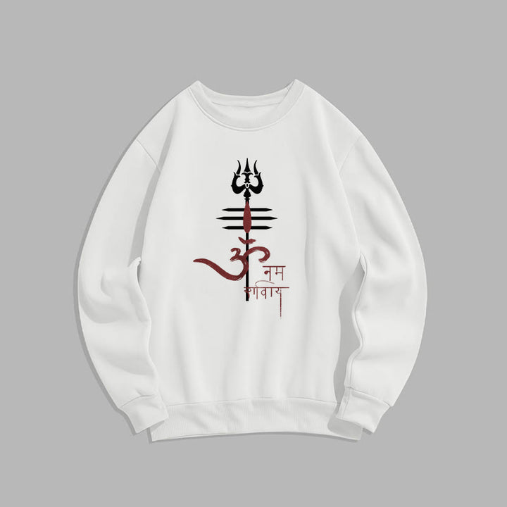 Buddha Stones, OM NAMAH SHIVAYA, Dreizack, Polyester-Sweatshirt mit Fleecefutter