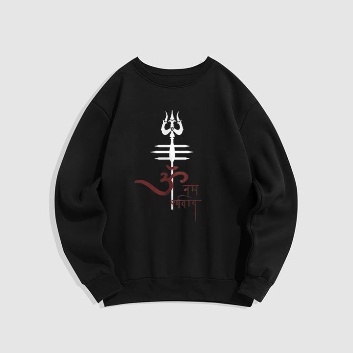 Buddha Stones, OM NAMAH SHIVAYA, Dreizack, Polyester-Sweatshirt mit Fleecefutter