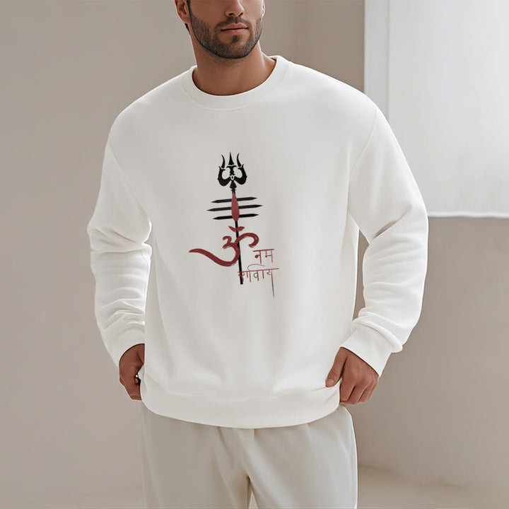 Buddha Stones, OM NAMAH SHIVAYA, Dreizack, Polyester-Sweatshirt mit Fleecefutter