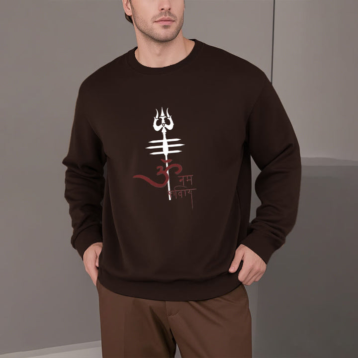 Buddha Stones, OM NAMAH SHIVAYA, Dreizack, Polyester-Sweatshirt mit Fleecefutter