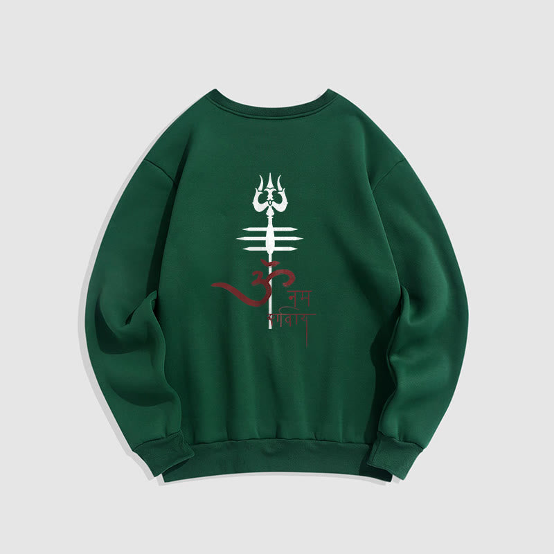 Buddha Stones, OM NAMAH SHIVAYA, Dreizack, Polyester-Sweatshirt mit Fleecefutter