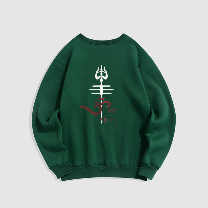 Buddha Stones, OM NAMAH SHIVAYA, Dreizack, Polyester-Sweatshirt mit Fleecefutter