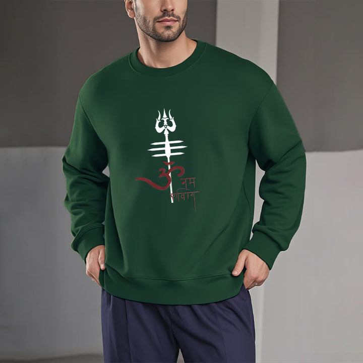 Buddha Stones, OM NAMAH SHIVAYA, Dreizack, Polyester-Sweatshirt mit Fleecefutter