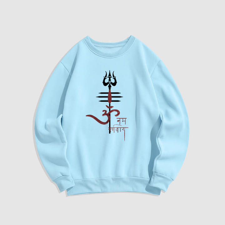 Buddha Stones, OM NAMAH SHIVAYA, Dreizack, Polyester-Sweatshirt mit Fleecefutter