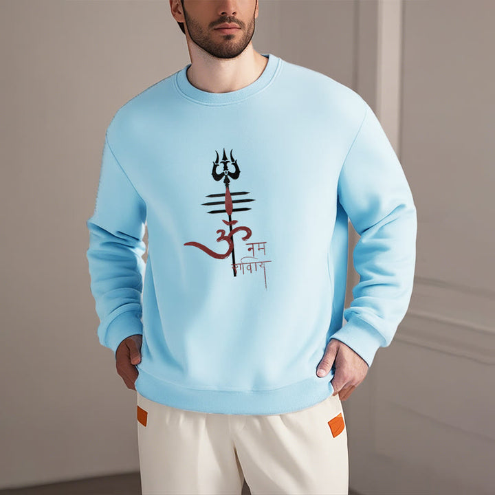 Buddha Stones, OM NAMAH SHIVAYA, Dreizack, Polyester-Sweatshirt mit Fleecefutter