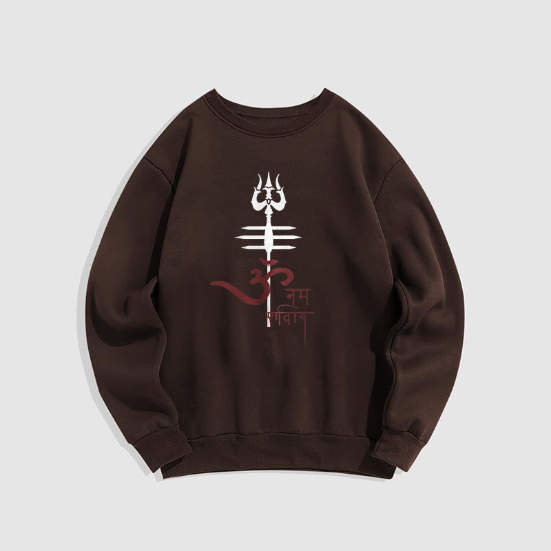 Buddha Stones, OM NAMAH SHIVAYA, Dreizack, Polyester-Sweatshirt mit Fleecefutter