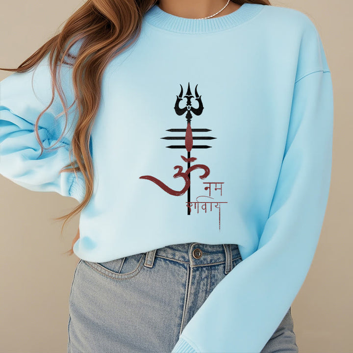 Buddha Stones, OM NAMAH SHIVAYA, Dreizack, Polyester-Sweatshirt mit Fleecefutter