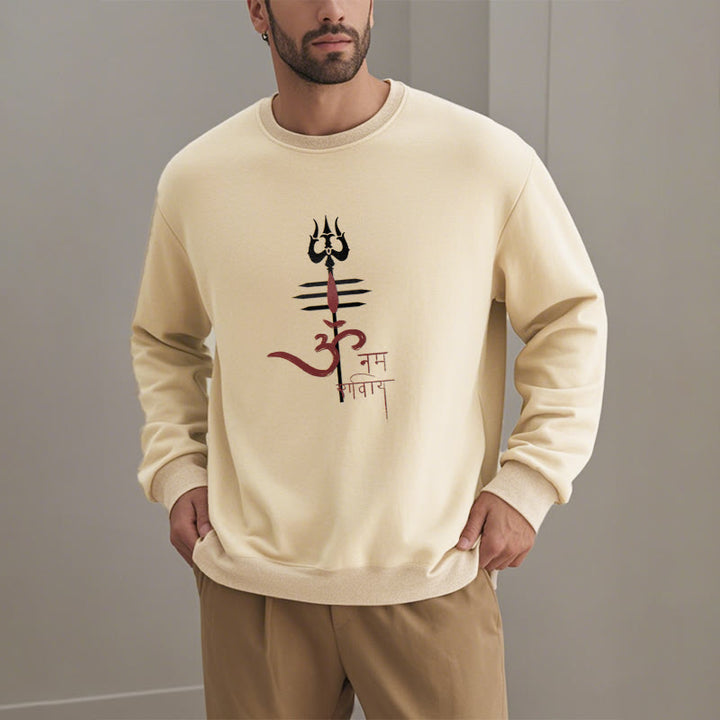 Buddha Stones, OM NAMAH SHIVAYA, Dreizack, Polyester-Sweatshirt mit Fleecefutter