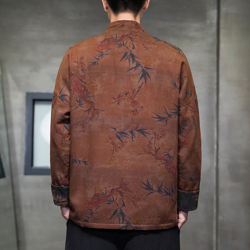 Buddha Stones ​​Frosch-Knopf Chinesischer Tang Anzug Langes Hemd Baumwolle Männer Jacke Kleidung - image 11