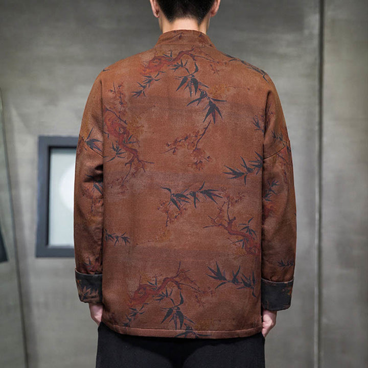 Buddha Stones ​​Frosch-Knopf Chinesischer Tang Anzug Langes Hemd Baumwolle Männer Jacke Kleidung - image 11