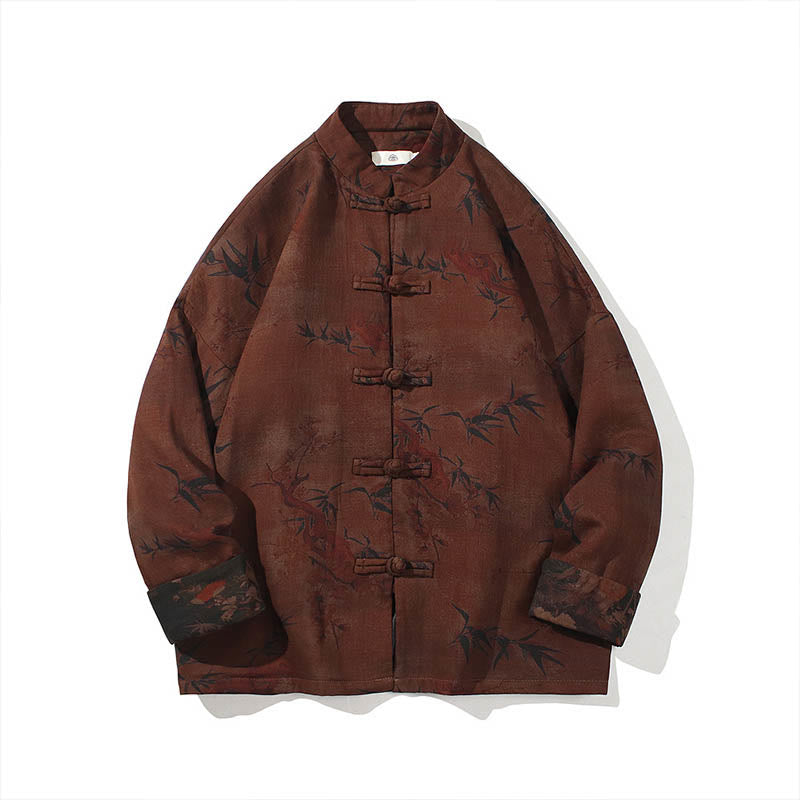 Buddha Stones ​​Frosch-Knopf Chinesischer Tang Anzug Langes Hemd Baumwolle Männer Jacke Kleidung - image 24