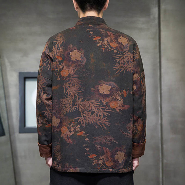 Buddha Stones ​​Frosch-Knopf Chinesischer Tang Anzug Langes Hemd Baumwolle Männer Jacke Kleidung - image 2