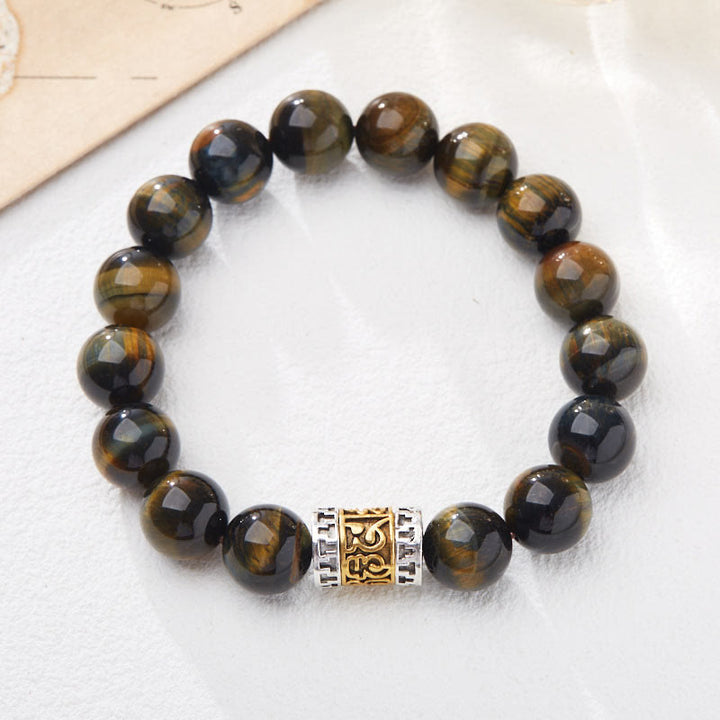 Buddha Stones Tigerauge Sechs wahre Worte Mut Armband