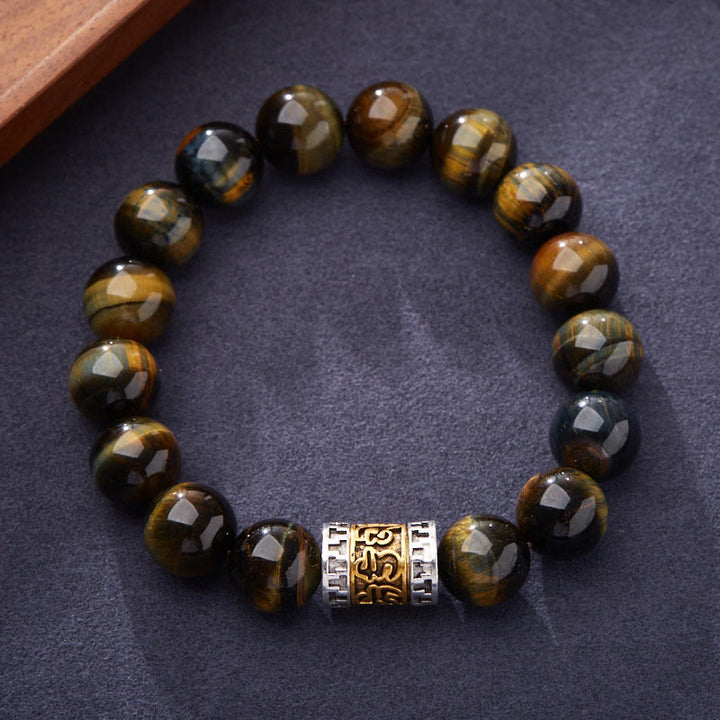 Buddha Stones Tigerauge Sechs wahre Worte Mut Armband