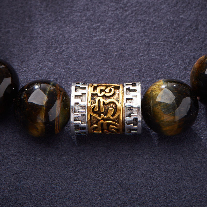 Buddha Stones Tigerauge Sechs wahre Worte Mut Armband