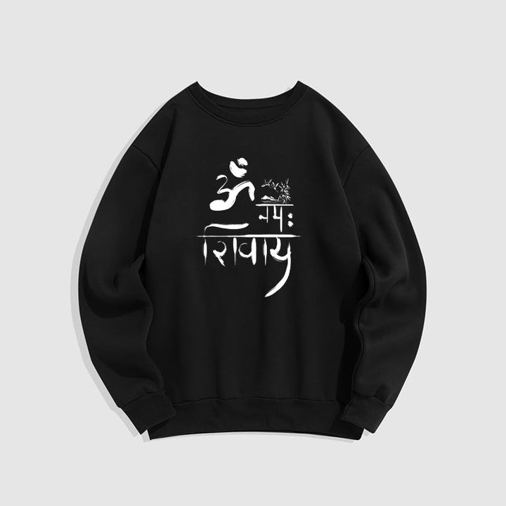 Buddha Stones, OM NAMAH SHIVAYA, Kranich, Polyester-Sweatshirt mit Bambus-Fleece-Futter