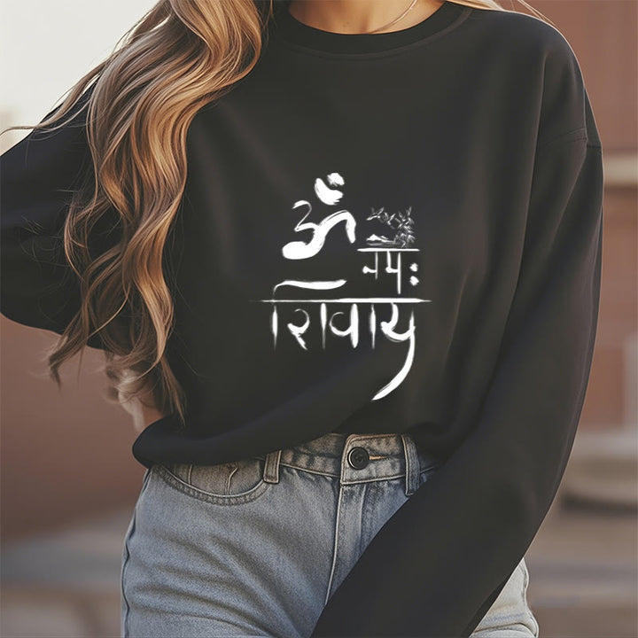 Buddha Stones, OM NAMAH SHIVAYA, Kranich, Polyester-Sweatshirt mit Bambus-Fleece-Futter