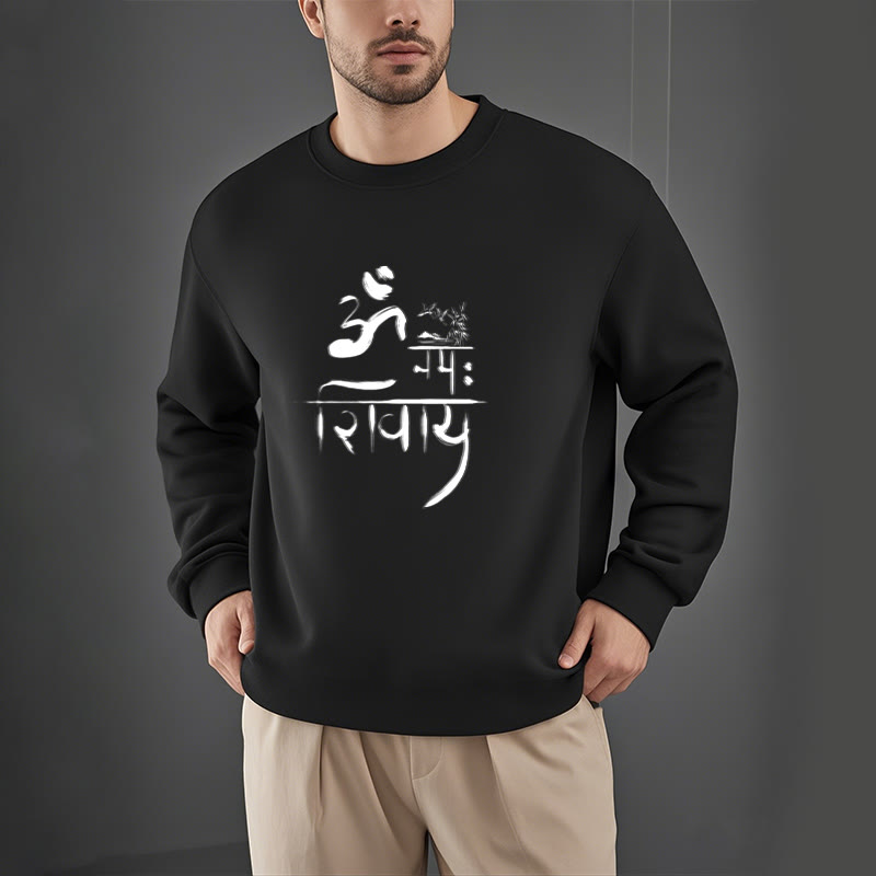 Buddha Stones, OM NAMAH SHIVAYA, Kranich, Polyester-Sweatshirt mit Bambus-Fleece-Futter