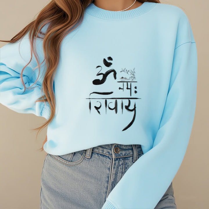 Buddha Stones, OM NAMAH SHIVAYA, Kranich, Polyester-Sweatshirt mit Bambus-Fleece-Futter