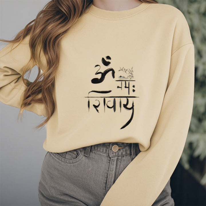 Buddha Stones, OM NAMAH SHIVAYA, Kranich, Polyester-Sweatshirt mit Bambus-Fleece-Futter