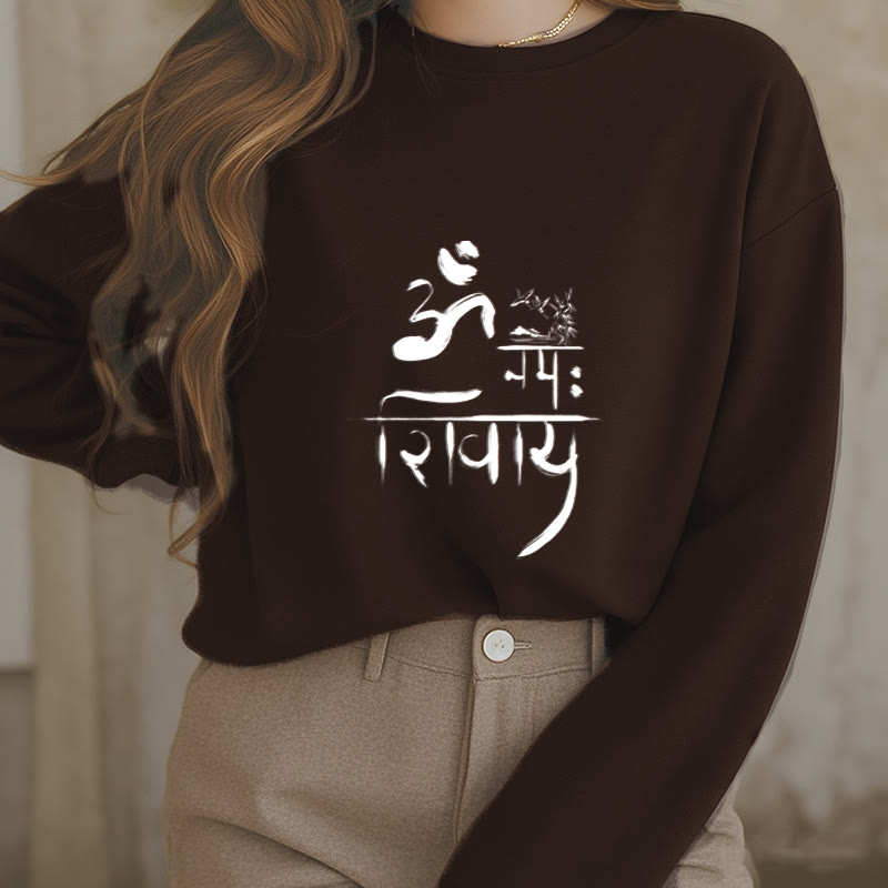 Buddha Stones, OM NAMAH SHIVAYA, Kranich, Polyester-Sweatshirt mit Bambus-Fleece-Futter