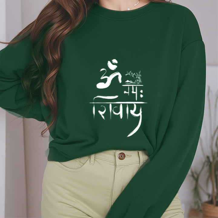 Buddha Stones, OM NAMAH SHIVAYA, Kranich, Polyester-Sweatshirt mit Bambus-Fleece-Futter