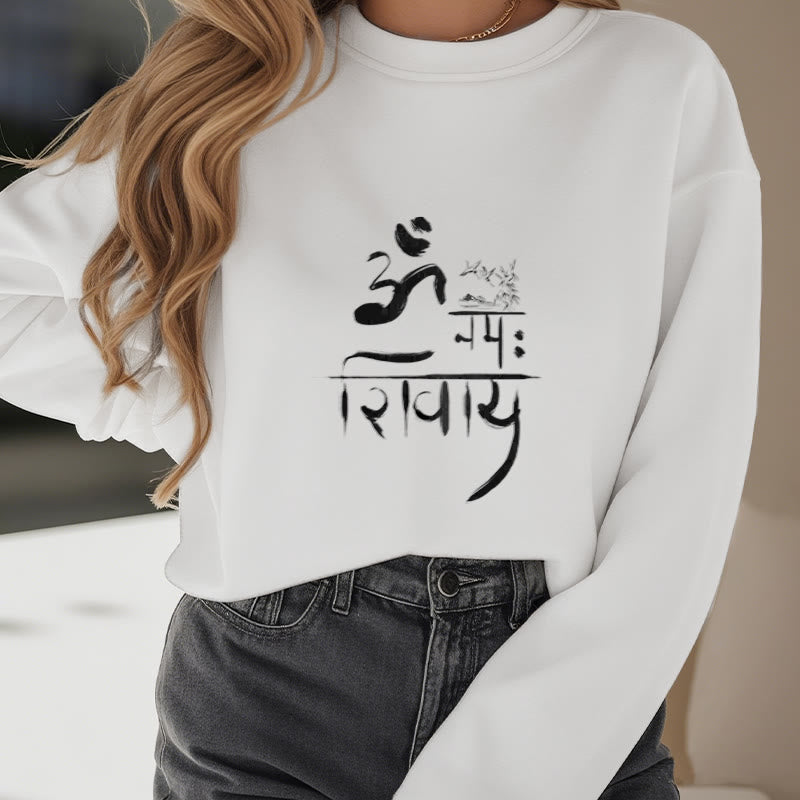 Buddha Stones, OM NAMAH SHIVAYA, Kranich, Polyester-Sweatshirt mit Bambus-Fleece-Futter