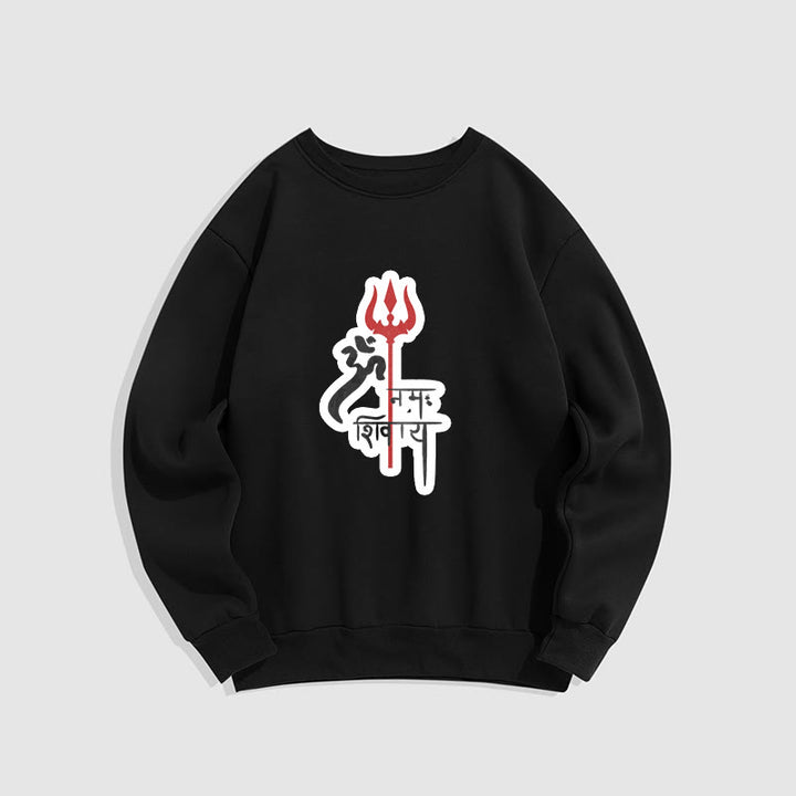 Buddha Stones, OM NAMAH SHIVAYA, rotes Dreizack-Profil, Polyester-Sweatshirt mit Fleece-Futter