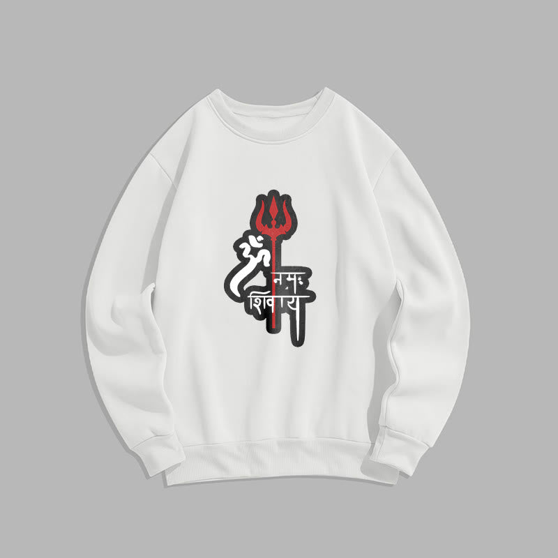 Buddha Stones, OM NAMAH SHIVAYA, rotes Dreizack-Profil, Polyester-Sweatshirt mit Fleece-Futter