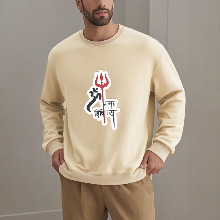 Buddha Stones, OM NAMAH SHIVAYA, rotes Dreizack-Profil, Polyester-Sweatshirt mit Fleece-Futter