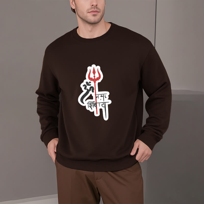 Buddha Stones, OM NAMAH SHIVAYA, rotes Dreizack-Profil, Polyester-Sweatshirt mit Fleece-Futter