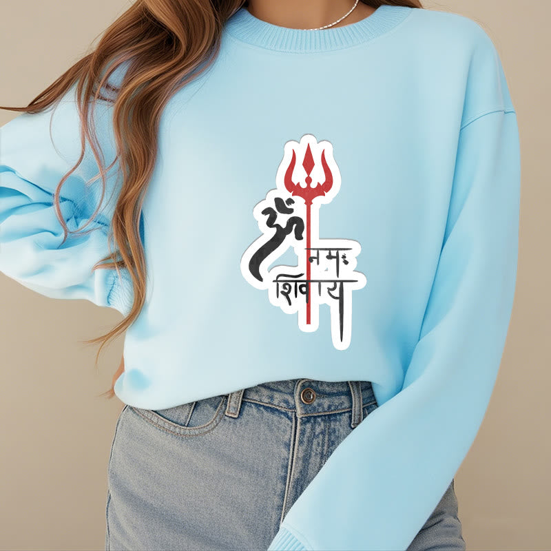 Buddha Stones, OM NAMAH SHIVAYA, rotes Dreizack-Profil, Polyester-Sweatshirt mit Fleece-Futter