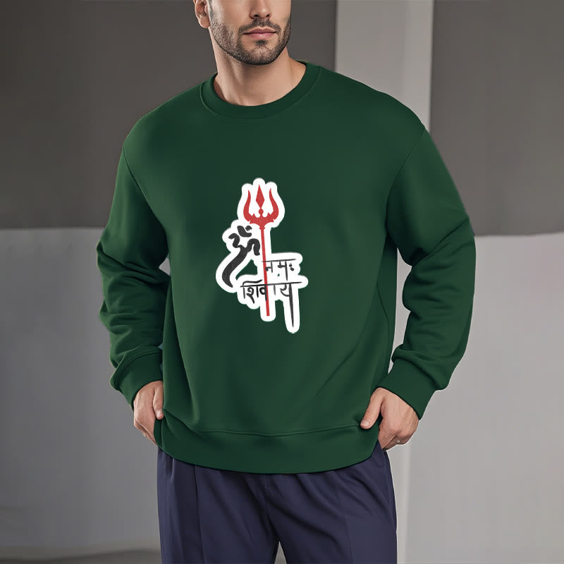 Buddha Stones, OM NAMAH SHIVAYA, rotes Dreizack-Profil, Polyester-Sweatshirt mit Fleece-Futter