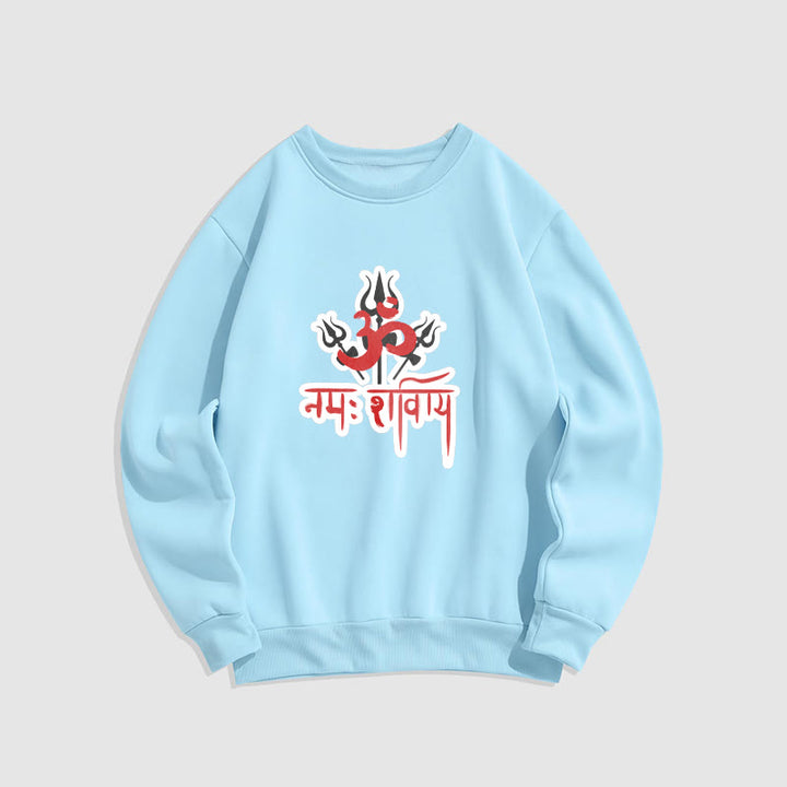 Buddha Stones, OM NAMAH SHIVAYA, drei Dreizacke, Fleece-gefüttertes Polyester-Sweatshirt