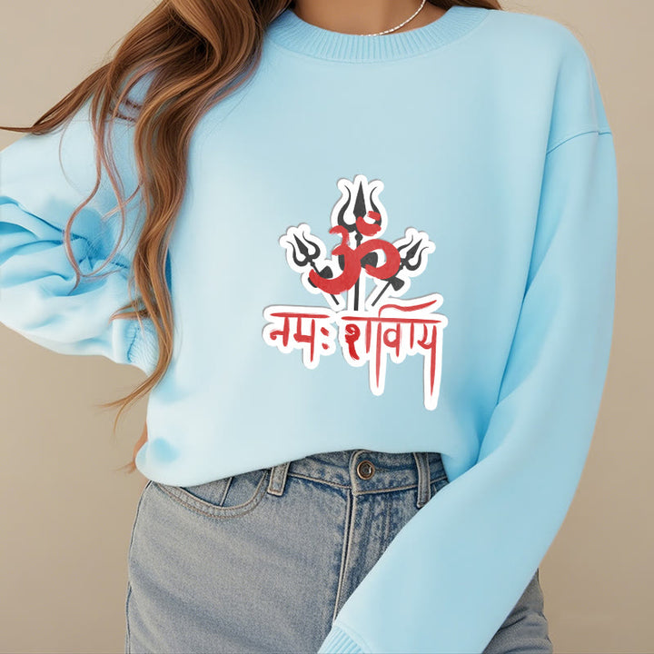 Buddha Stones, OM NAMAH SHIVAYA, drei Dreizacke, Fleece-gefüttertes Polyester-Sweatshirt