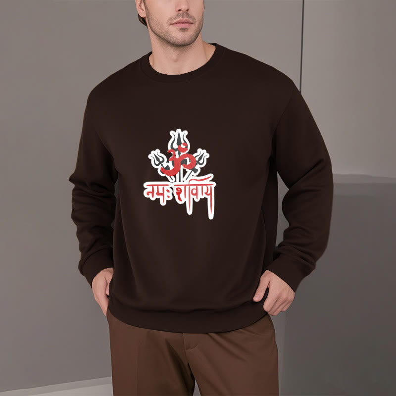 Buddha Stones, OM NAMAH SHIVAYA, drei Dreizacke, Fleece-gefüttertes Polyester-Sweatshirt