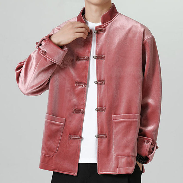 Buddha Stones ​​besticken Drachen Casual Frosch-Knopf Baumwolle Herren Jacke Hemd Kleidung - image 3