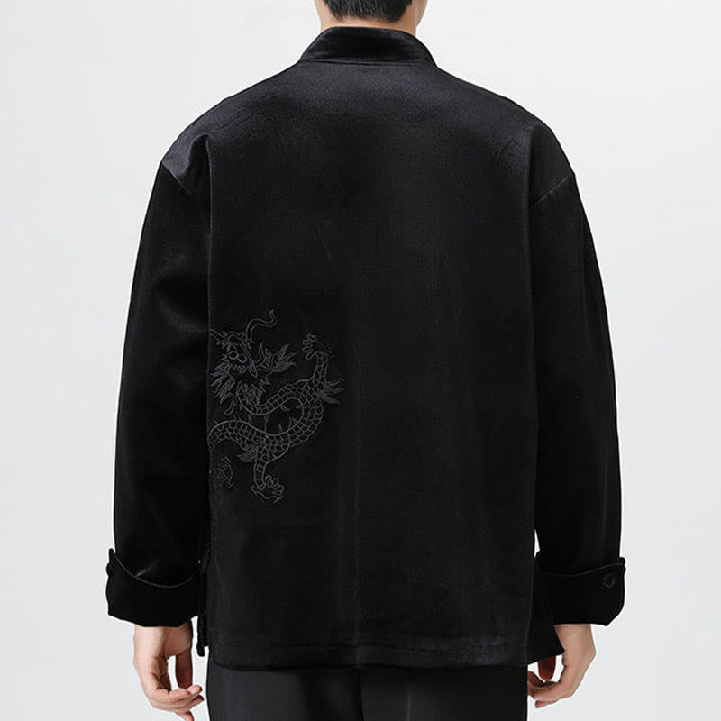 Buddha Stones ​​besticken Drachen Casual Frosch-Knopf Baumwolle Herren Jacke Hemd Kleidung - image 24