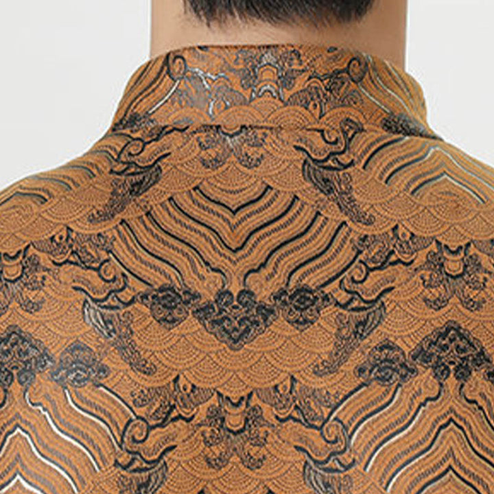 Buddha Stones, Kupfer, Frosch-Knopf, chinesischer Tang-Anzug, Wellenform, langes Hemd, Herrenjacke, Kleidung - image 24