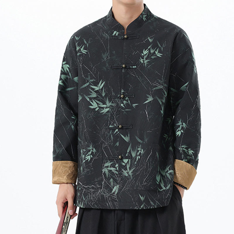 Buddha Stones Printing Bambus Casual Frosch-Knopf Spandex Herren Jacke Hemd Kleidung - image 13