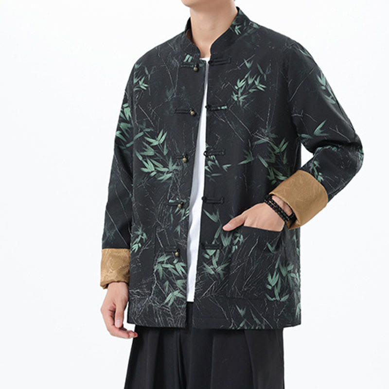 Buddha Stones Printing Bambus Casual Frosch-Knopf Spandex Herren Jacke Hemd Kleidung - image 5