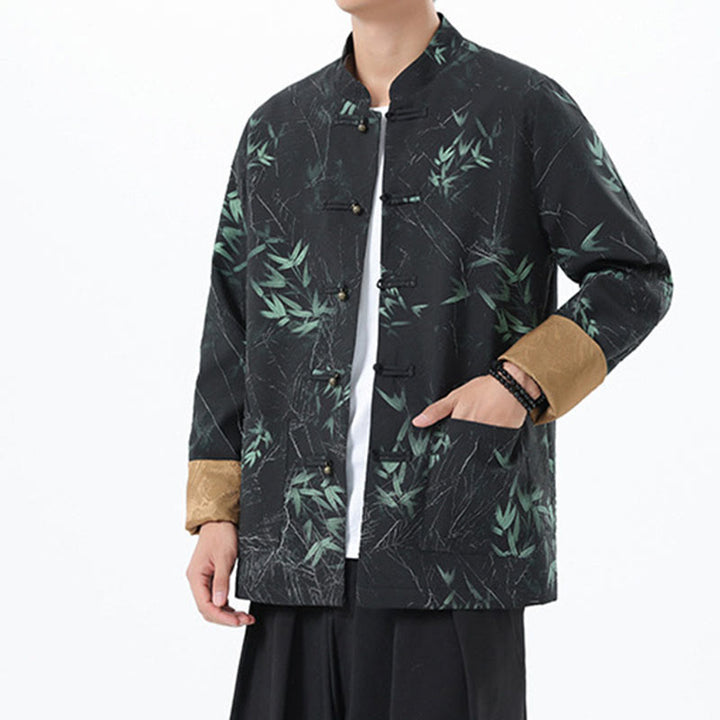 Buddha Stones Printing Bambus Casual Frosch-Knopf Spandex Herren Jacke Hemd Kleidung - image 5