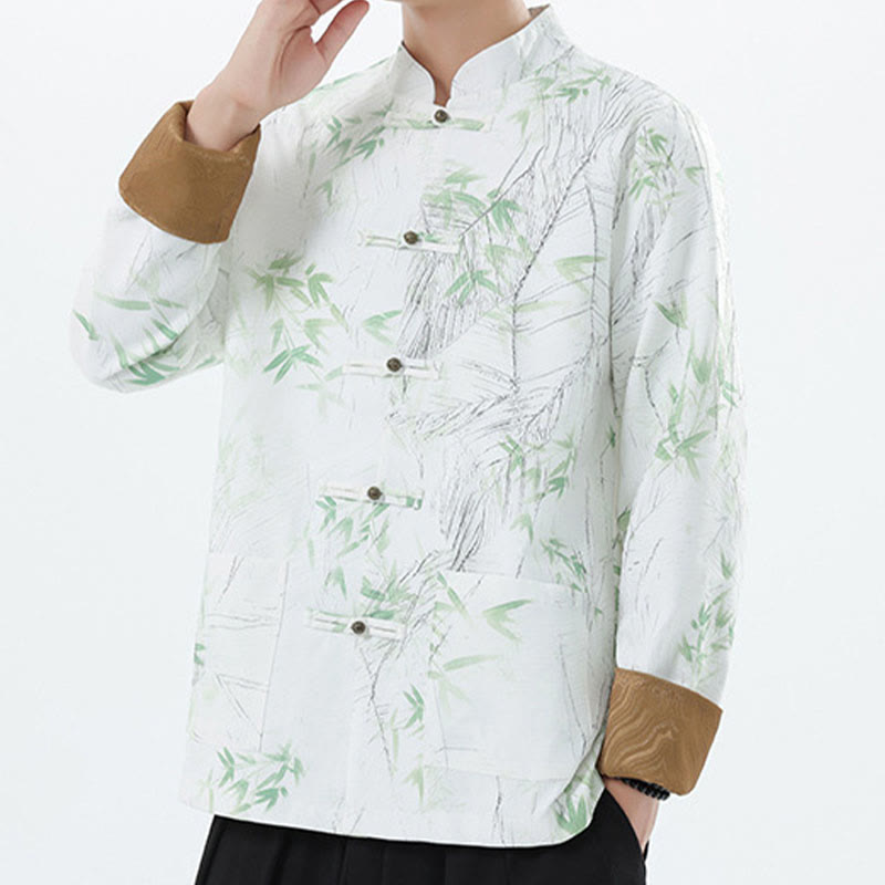 Buddha Stones Printing Bambus Casual Frosch-Knopf Spandex Herren Jacke Hemd Kleidung - image 16