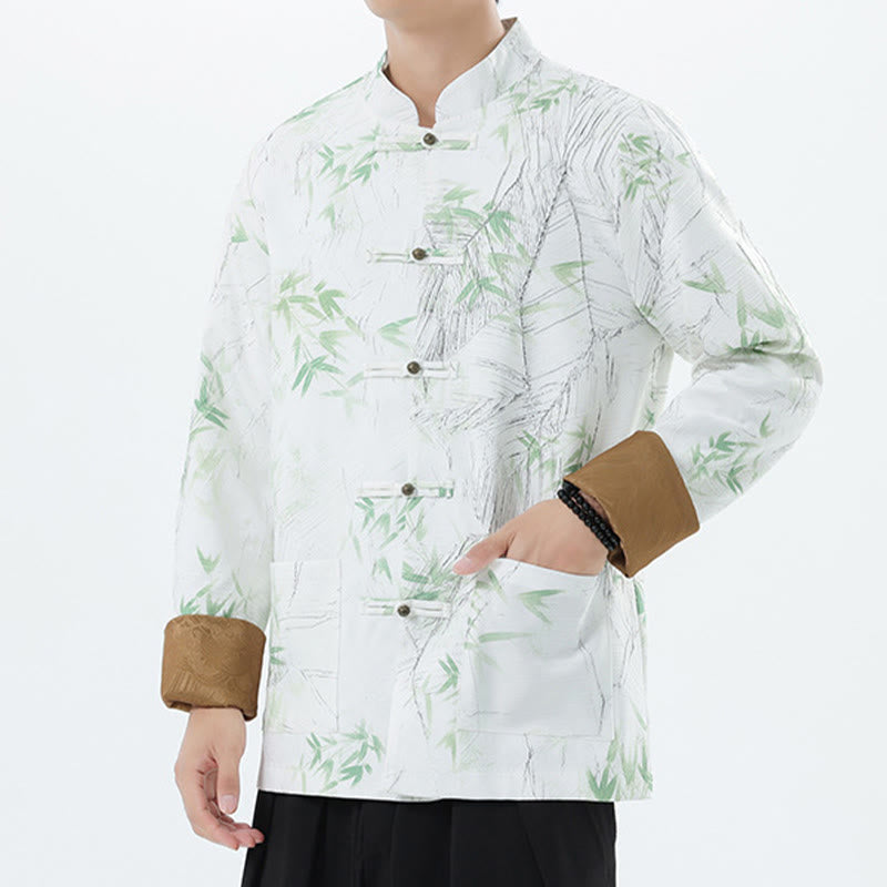 Buddha Stones Printing Bambus Casual Frosch-Knopf Spandex Herren Jacke Hemd Kleidung - image 24