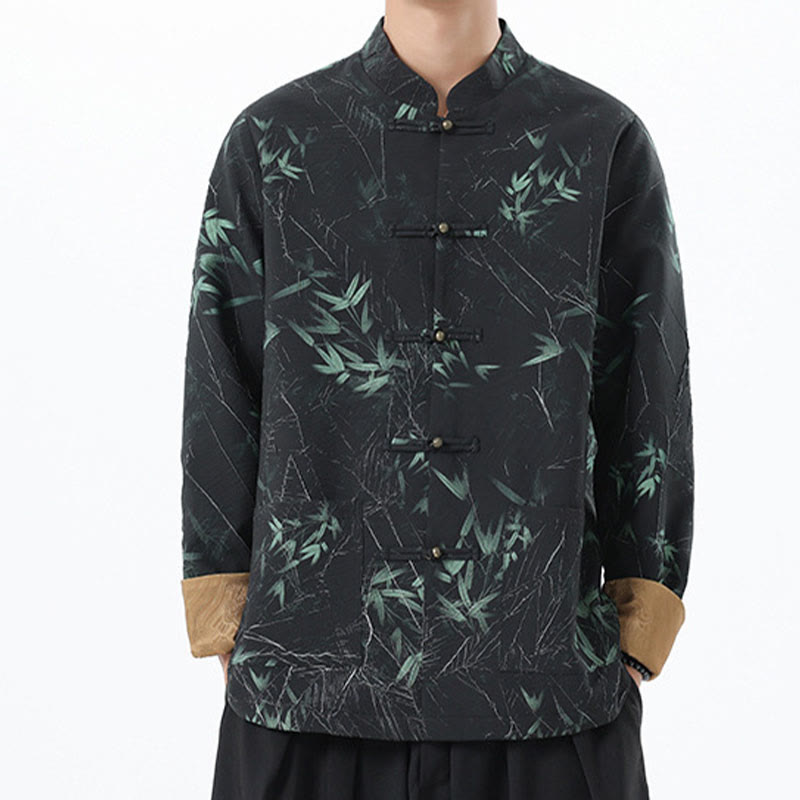 Buddha Stones Printing Bambus Casual Frosch-Knopf Spandex Herren Jacke Hemd Kleidung - image 6