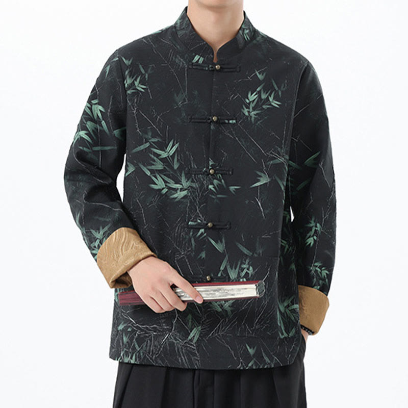 Buddha Stones Printing Bambus Casual Frosch-Knopf Spandex Herren Jacke Hemd Kleidung - image 3
