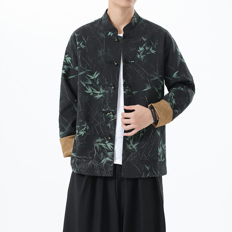 Buddha Stones Printing Bambus Casual Frosch-Knopf Spandex Herren Jacke Hemd Kleidung - image 2